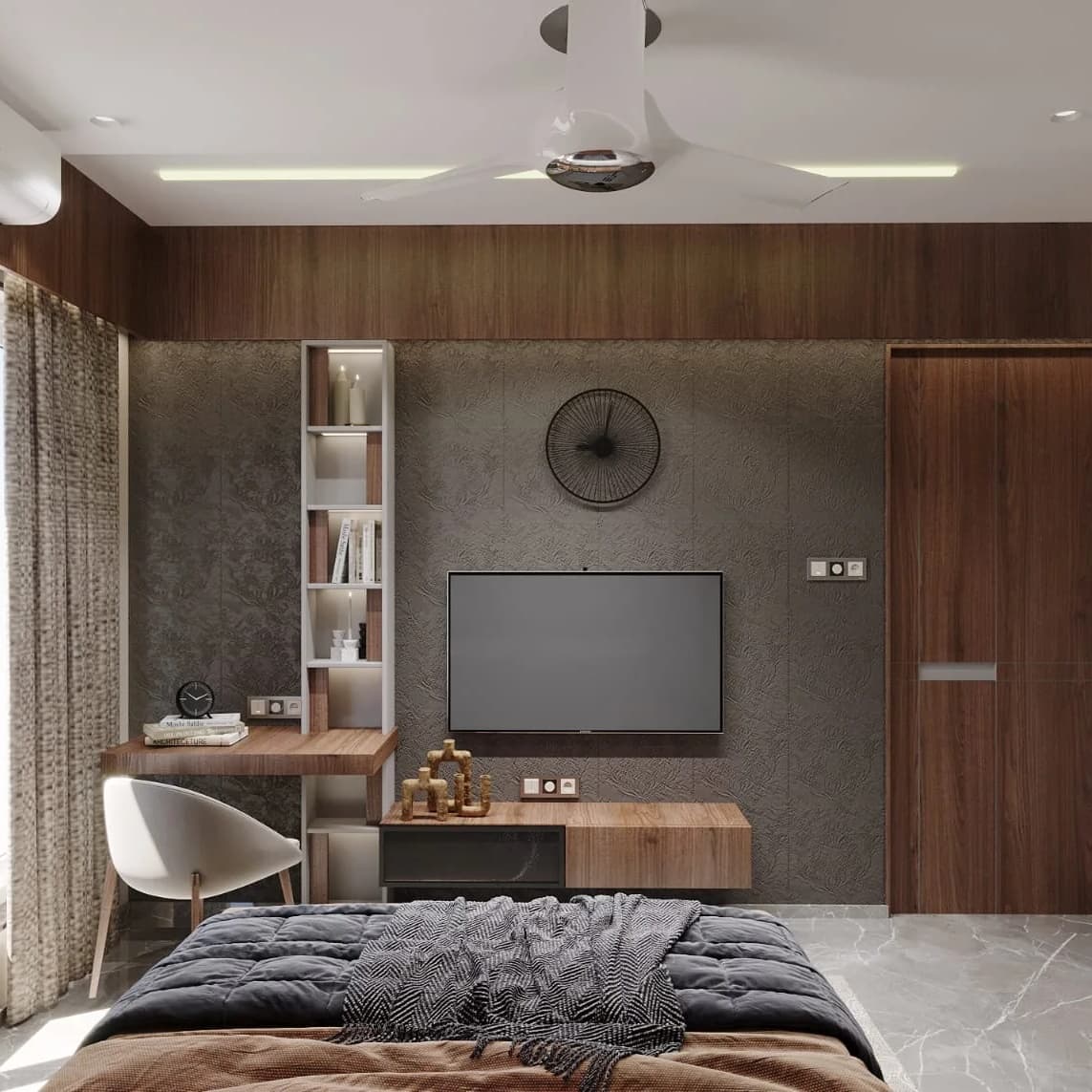 Wooden themed bedroom